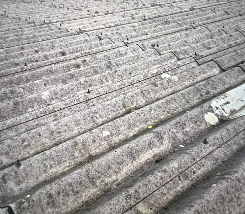 Asbestos roof ready for removal